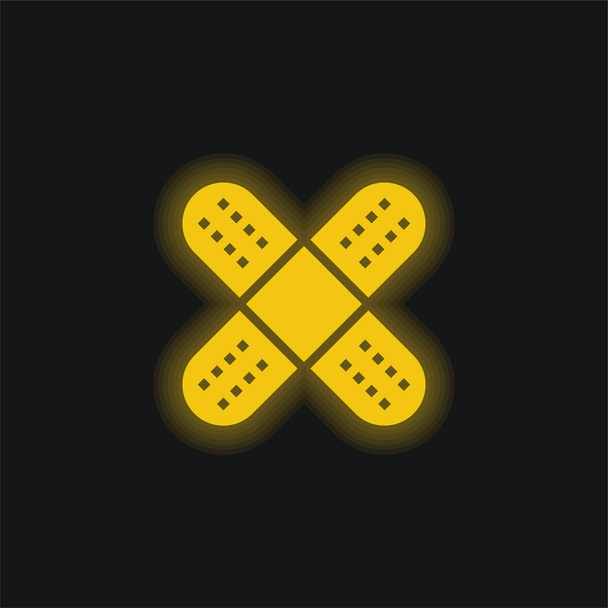 黄色の輝くネオンアイコンを包帯 - ベクター画像