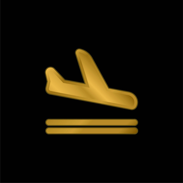 Llegadas chapado en oro icono metálico o logo vector - Vector, imagen