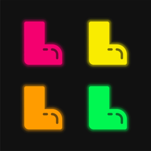 4色の輝くネオンベクトルアイコンを起動 - ベクター画像