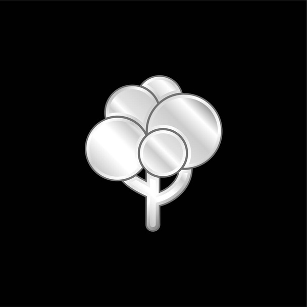 Fekete fa alakú golyók Lombozat ezüst lemezelt fém ikon - Vektor, kép