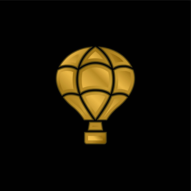 Luchtballon vergulde metalen icoon of logo vector - Vector, afbeelding