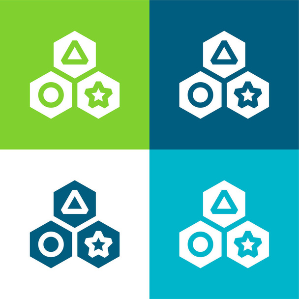 Blocchi Set di icone minimali a quattro colori piatti - Vettoriali, immagini