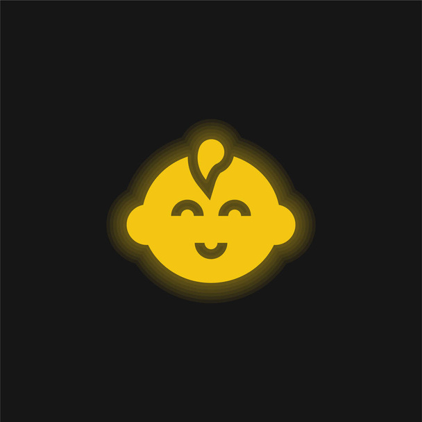 赤ちゃんの男の子黄色輝くネオンアイコン - ベクター画像