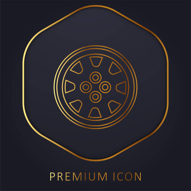 Κράμα τροχών χρυσή γραμμή premium λογότυπο ή εικονίδιο - Διάνυσμα, εικόνα