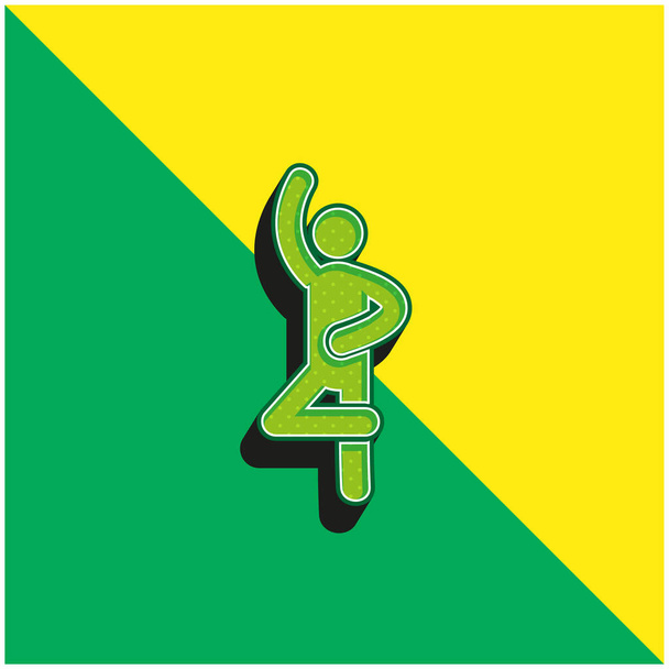 Ballett-Pose Grünes und gelbes modernes 3D-Vektor-Symbol-Logo - Vektor, Bild