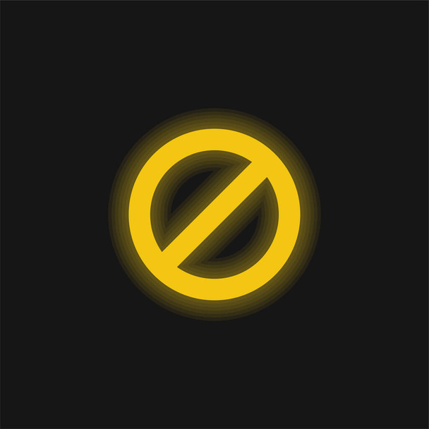 Ban yellow glowing neon icon - Vector, Image