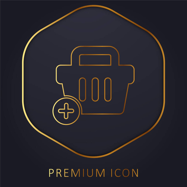 Aggiungere al carrello E Commerce Button linea dorata logo premium o icona - Vettoriali, immagini