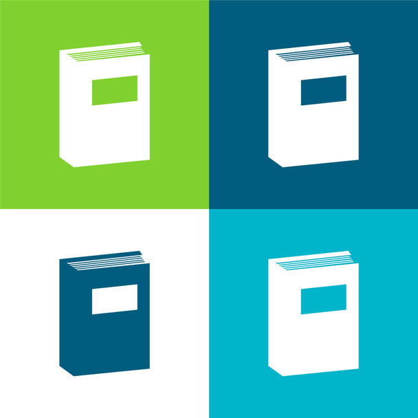 Книга Учебный инструмент Плоский четырехцветный минимальный набор значков - Вектор,изображение