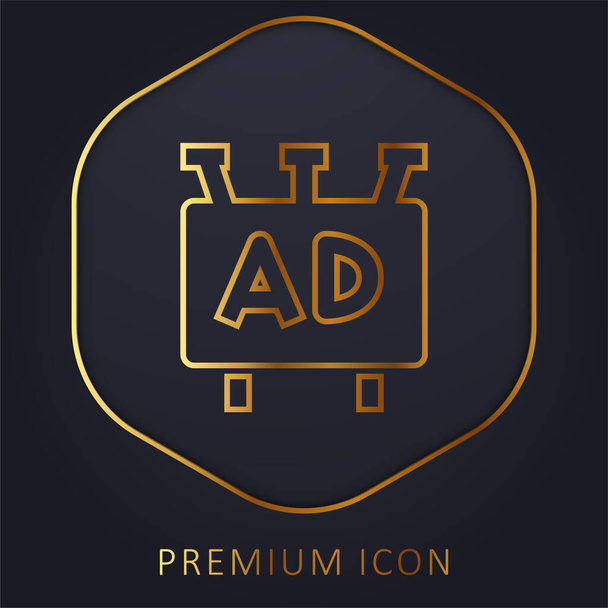 Logo premium de línea de oro anuncio o icono - Vector, imagen