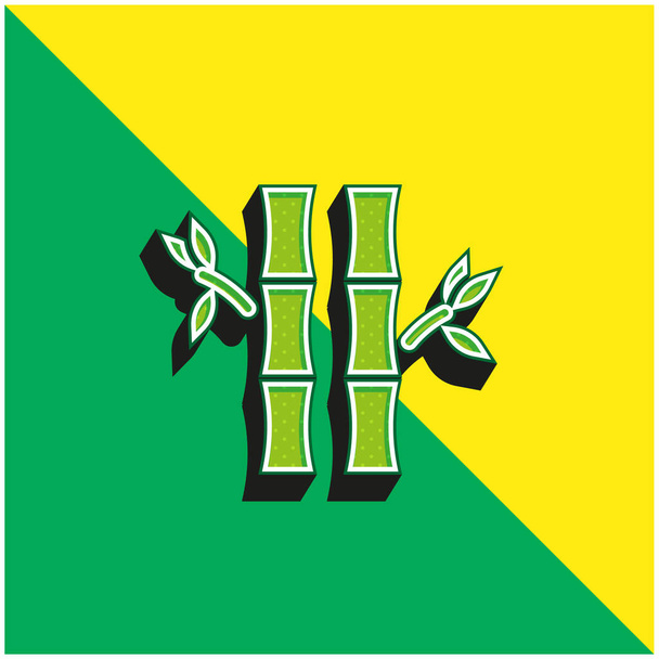 Бамбуковий зелений і жовтий сучасний 3d векторний логотип ікони - Вектор, зображення