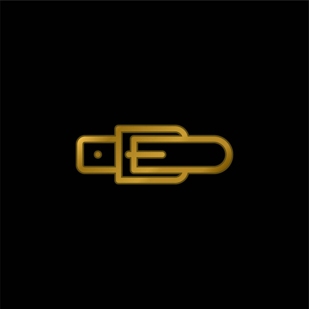 Belt gold plated metalic icon or logo vector - Vector, Image