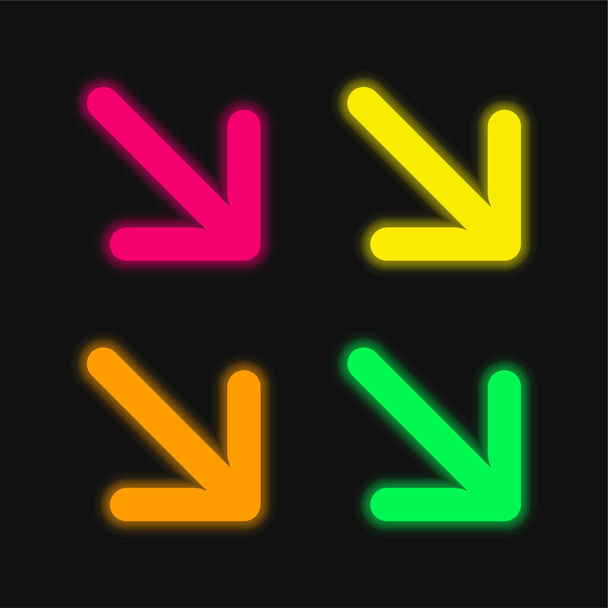 Nyíl négy szín izzó neon vektor ikon - Vektor, kép