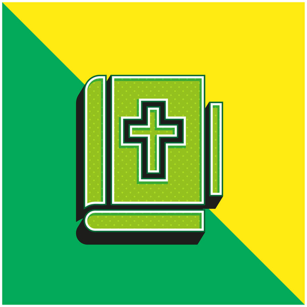 Logo dell'icona vettoriale 3d moderna verde e gialla della Bibbia - Vettoriali, immagini
