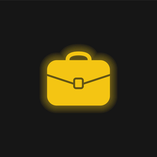 Musta pyöristetty matkalaukku työkalu keltainen hehkuva neon kuvake - Vektori, kuva
