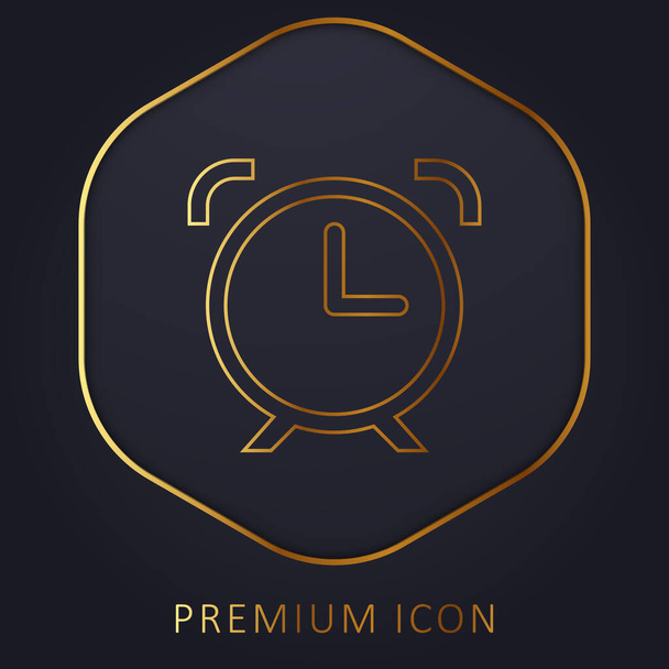 Reloj despertador Símbolo de línea dorada logotipo premium o icono - Vector, Imagen