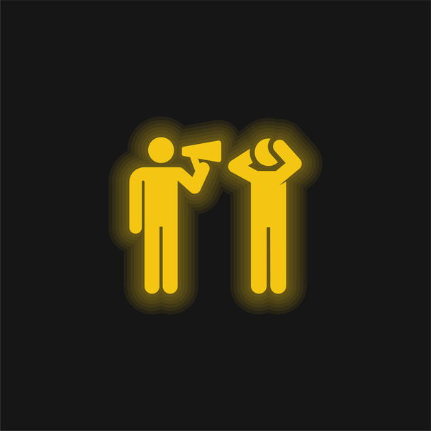 Ikona žlutého zářícího neonu oznámení - Vektor, obrázek