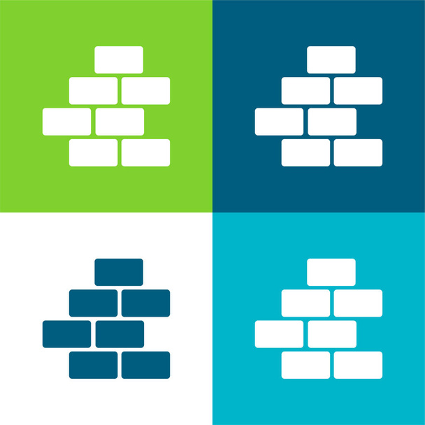 Bricks Flat four color minimal icon set - Vector, Image