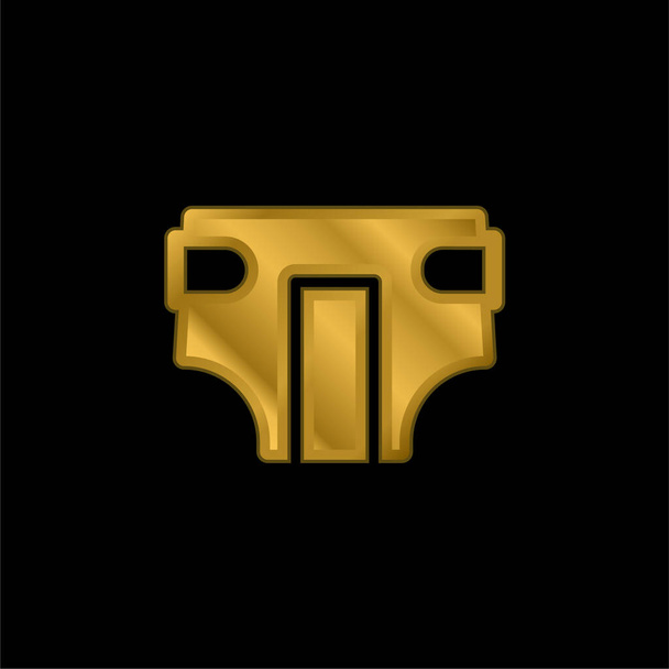 Pañal adulto chapado en oro icono metálico o logotipo vector - Vector, Imagen