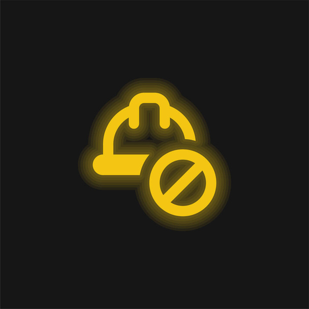 Banned yellow glowing neon icon - Vector, Image