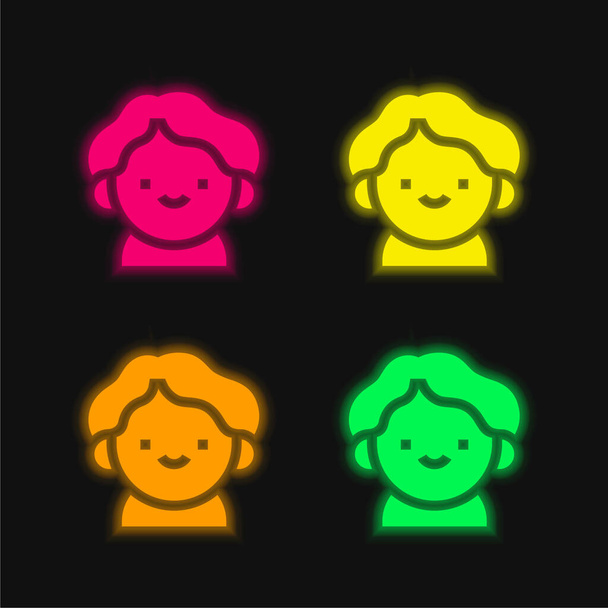 Garçon quatre couleur brillant icône vectorielle néon - Vecteur, image