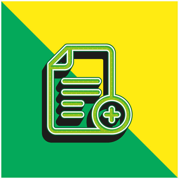 Add File Green and yellow modern 3d vector icon logo - Vector, Image