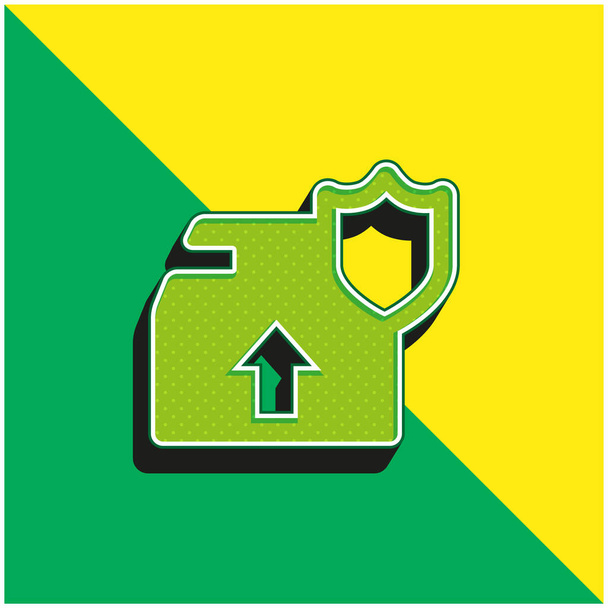 Kutu Yeşil ve Sarı Modern 3D vektör simgesi logosu - Vektör, Görsel