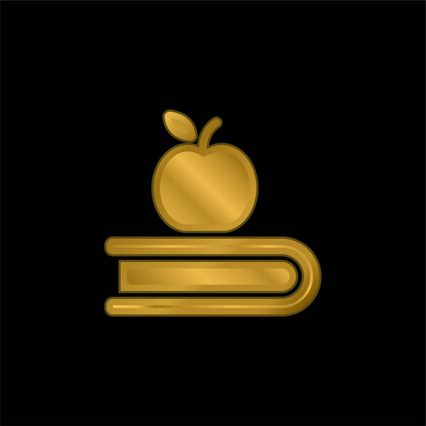Βιβλίο και η Apple επίχρυσο μεταλλικό εικονίδιο ή το λογότυπο διάνυσμα - Διάνυσμα, εικόνα