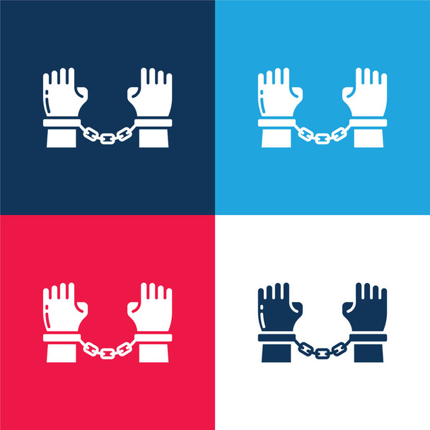 Arrest blue and red four color minimal icon set - Vector, Image