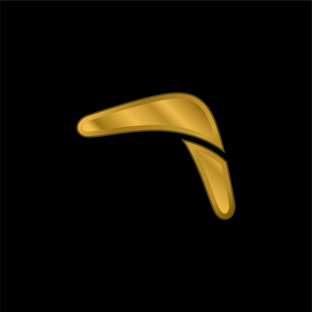 Boomerang Palo chapado en oro icono metálico o logo vector - Vector, Imagen