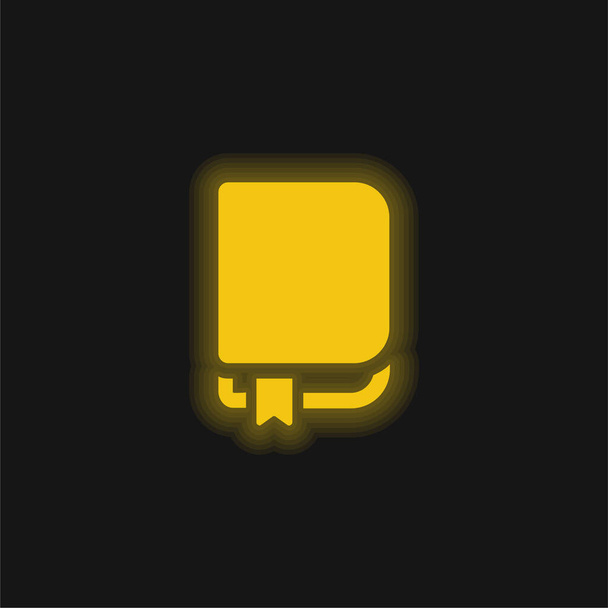Libro con marcador amarillo brillante icono de neón - Vector, imagen