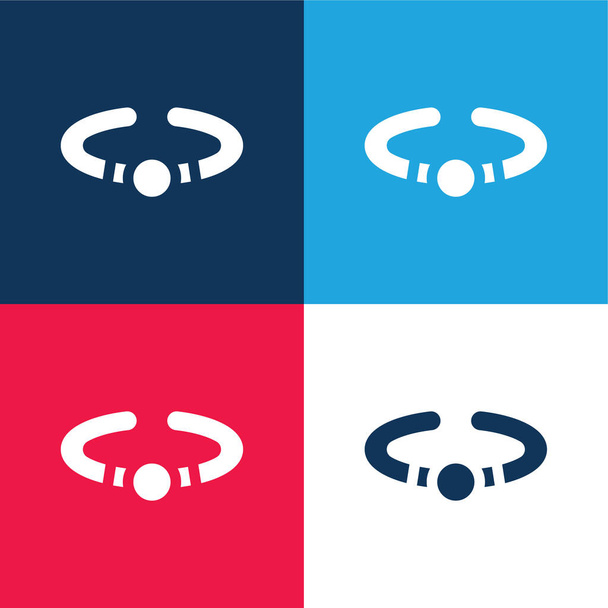 armband blauw en rood vier kleuren minimale pictogram set - Vector, afbeelding