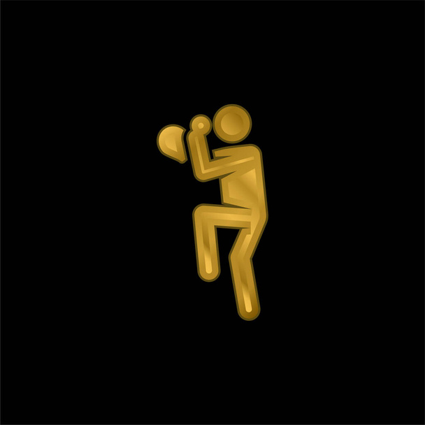 Jogador de beisebol banhado a ouro ícone metálico ou vetor logotipo - Vetor, Imagem
