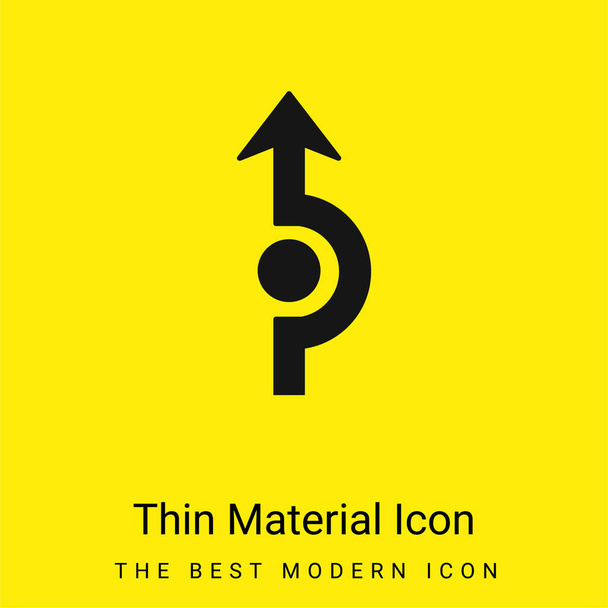 Flecha curva alrededor de un círculo mínimo icono de material amarillo brillante - Vector, Imagen