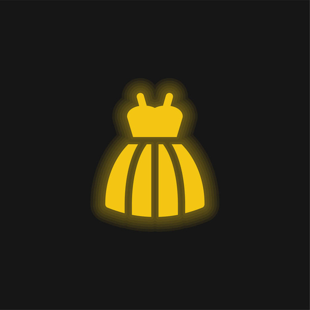 Menyasszonyi ruha sárga izzó neon ikon - Vektor, kép