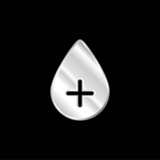 Gota de sangue prata banhado ícone metálico - Vetor, Imagem