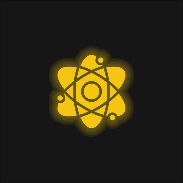 Atom žlutá zářící neonová ikona - Vektor, obrázek