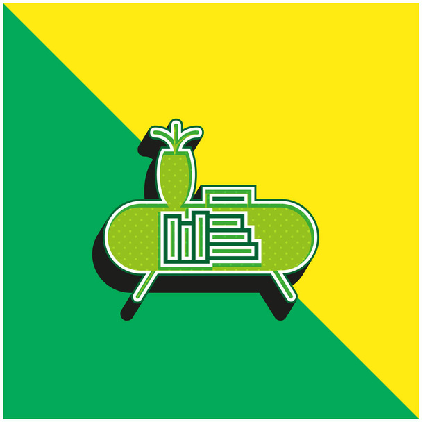 Półka na książki Zielone i żółte nowoczesne logo wektora 3D - Wektor, obraz
