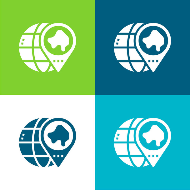 Asia Flat four color minimal icon set - Vector, Image