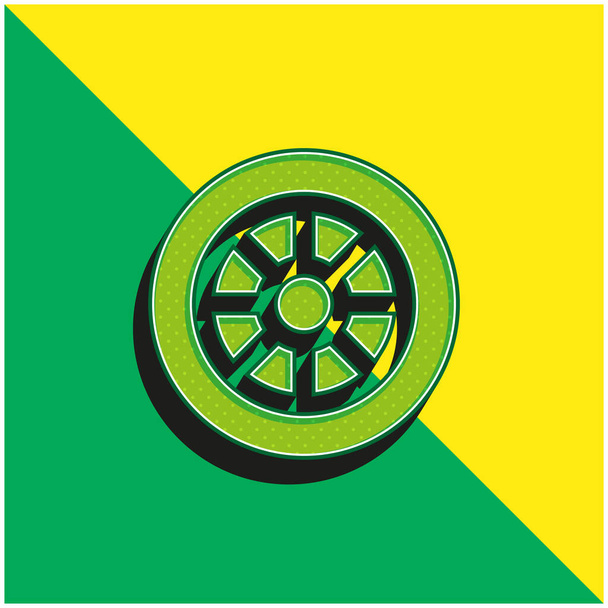 Alloy Wheel Zelená a žlutá moderní 3D vektorové logo ikony - Vektor, obrázek