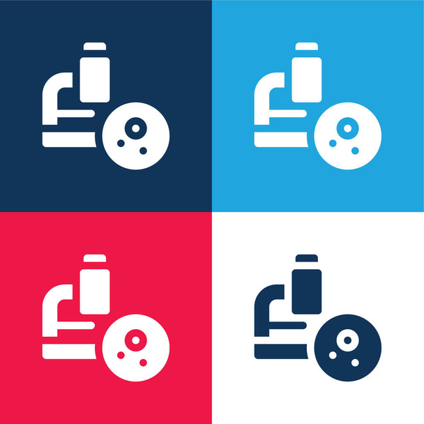 Biopsia azul y rojo conjunto de iconos mínimo de cuatro colores - Vector, imagen