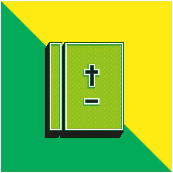 Biblia verde y amarillo moderno 3d vector icono logo - Vector, imagen