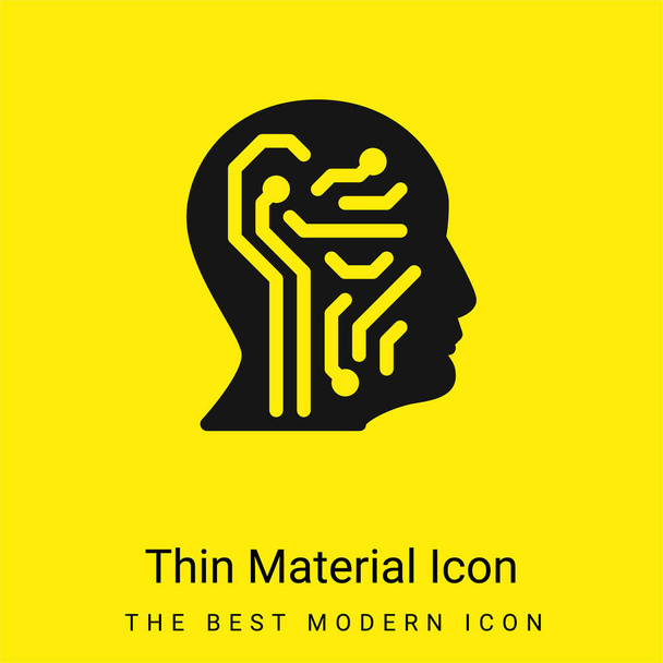 Inteligencia artificial mínimo icono de material amarillo brillante - Vector, Imagen
