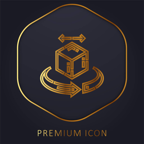 3d linha dourada logotipo premium ou ícone - Vetor, Imagem