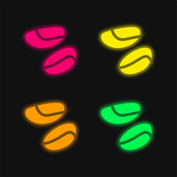 Brezilya Fındık Dört renkli parlayan neon vektör simgesi - Vektör, Görsel