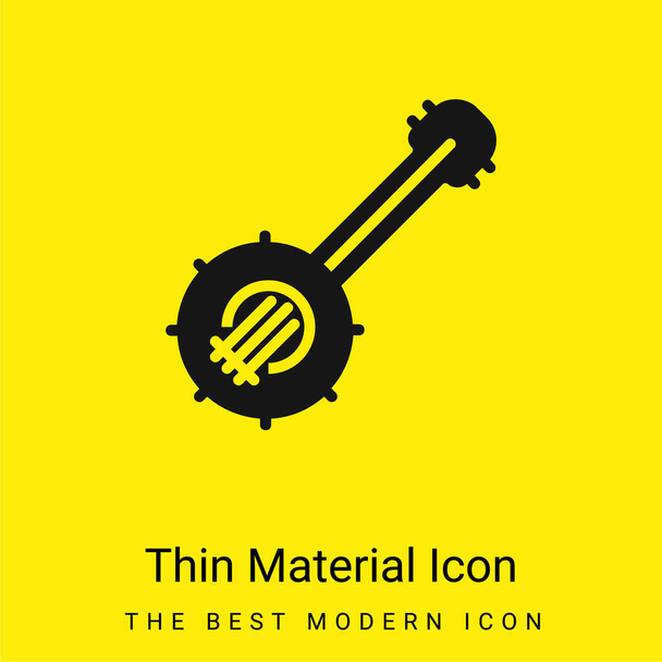 Banjo minimaal helder geel materiaal icoon - Vector, afbeelding