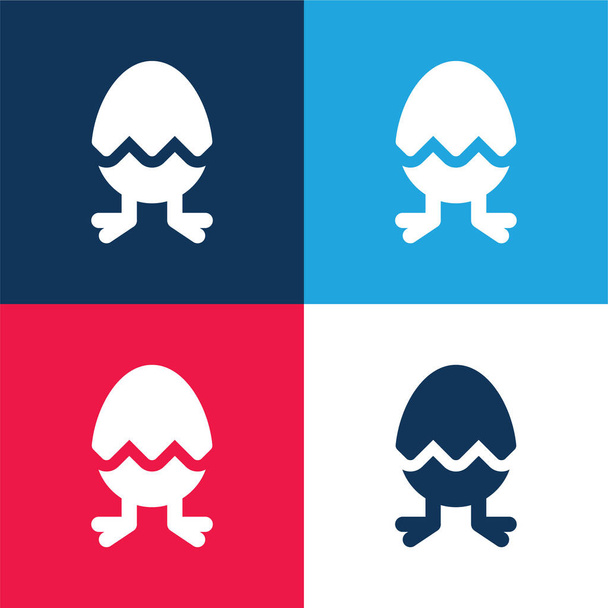 Ensemble d'icônes minimum quatre couleurs bleu et rouge de naissance - Vecteur, image