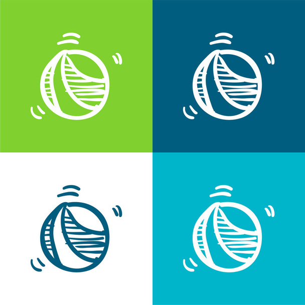 Bouncing Ball Toy Flat four color minimal icon set - Vector, Image