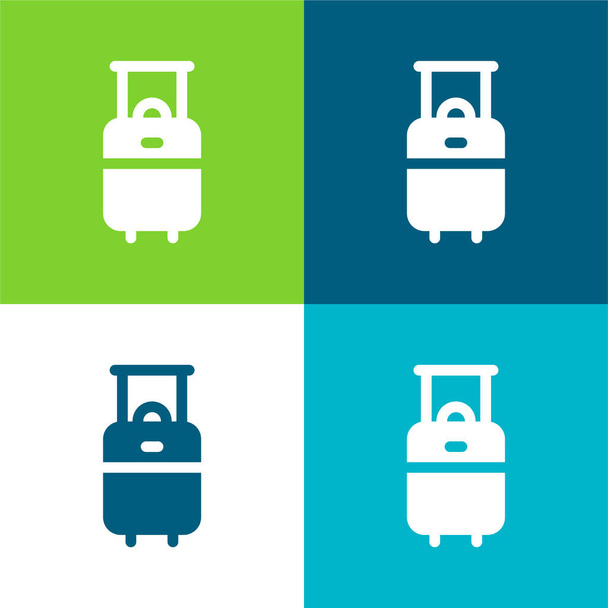 Αποσκευές Επίπεδη τέσσερις χρώμα ελάχιστο σύνολο εικονιδίων - Διάνυσμα, εικόνα