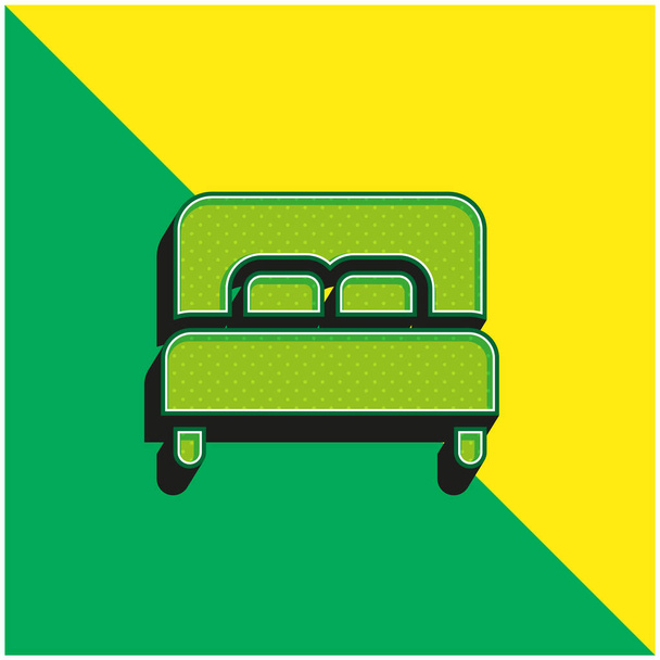 Bed Zöld és sárga modern 3D vektor ikon logó - Vektor, kép