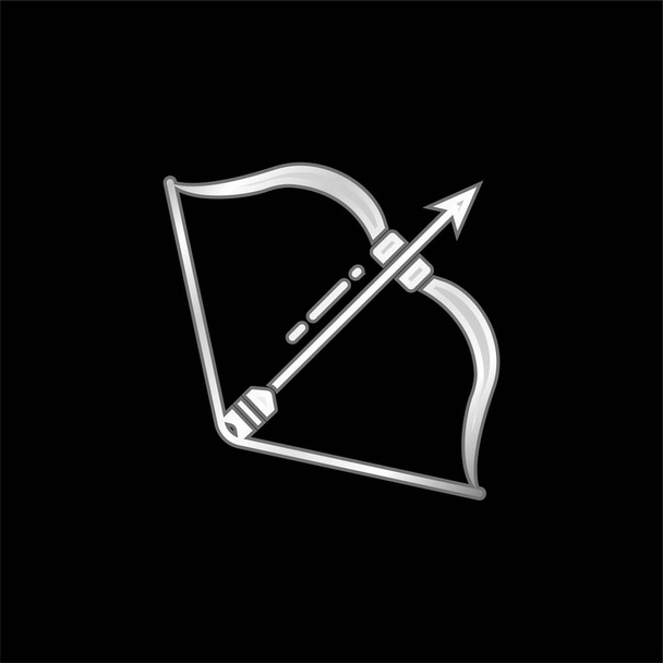 Bow And Arrow postříbřená kovová ikona - Vektor, obrázek